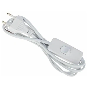 Шнур сетевой ШВВП 2х0,5 белый 1,8м с проходным выключателем