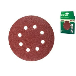 Шлифлист 125мм круг Р60 д/дерева 8отв.10шт ВОЛАТ