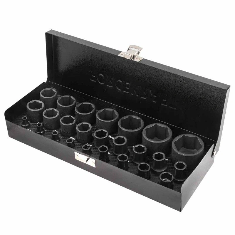 Головки ударные, набор 25пр. 1/4", 1/2" (4-32мм) 6гр.
FORCEKRAFT FK-5