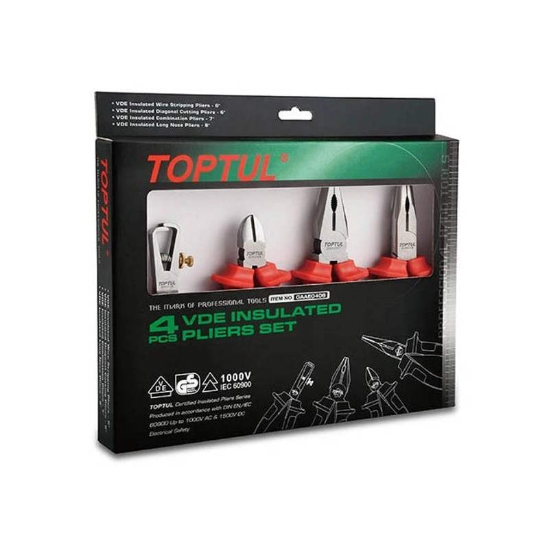 Набор бокорезы, плоскогубцы, тонкогубцы, клещи 4пр. диэлектрические TO