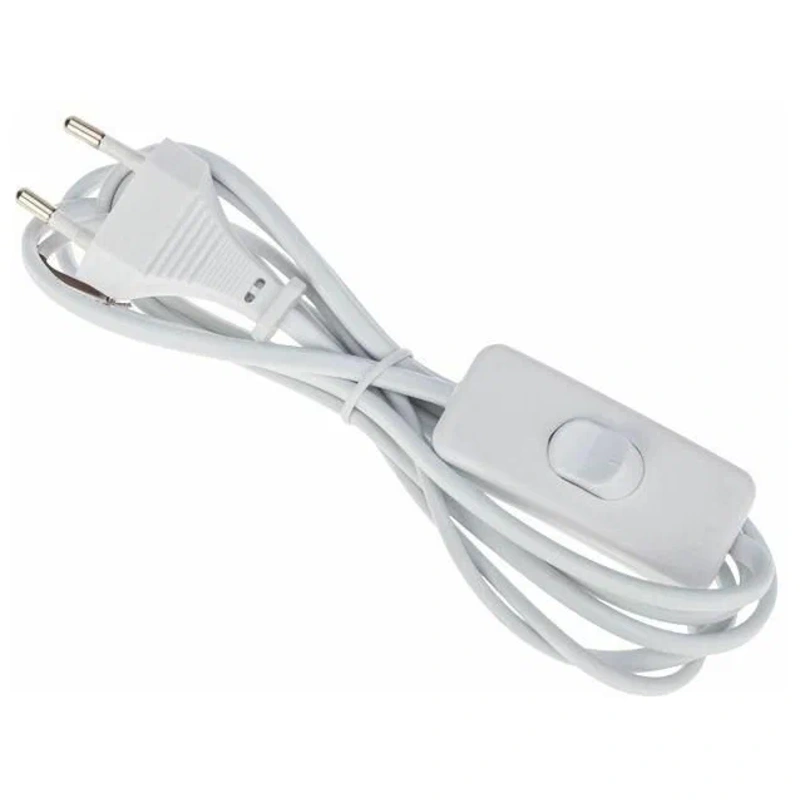 Шнур сетевой ШВВП 2х0,5 белый 1,8м с проходным выключателем