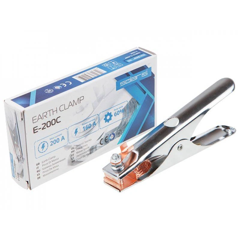 Клемма заземления 200А E-200C Solaris в кор. (зажим массы; непрерыв. р