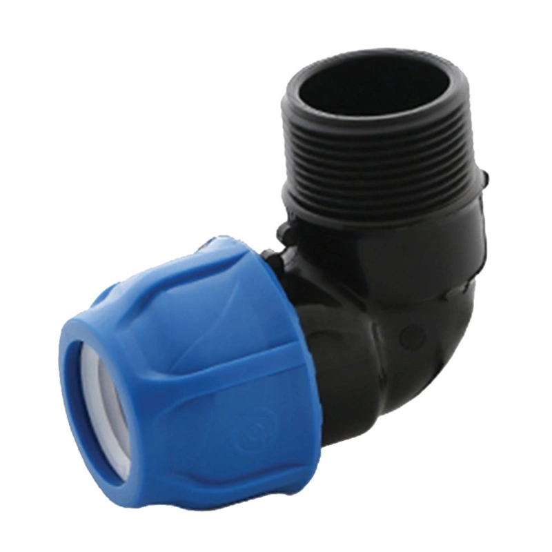 Отвод ПНД компрессионный с НР 20х1/2"(180/45) VALFEX